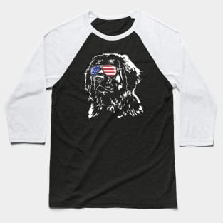 Leonberger American Flag sunglasses patriotic dog Baseball T-Shirt